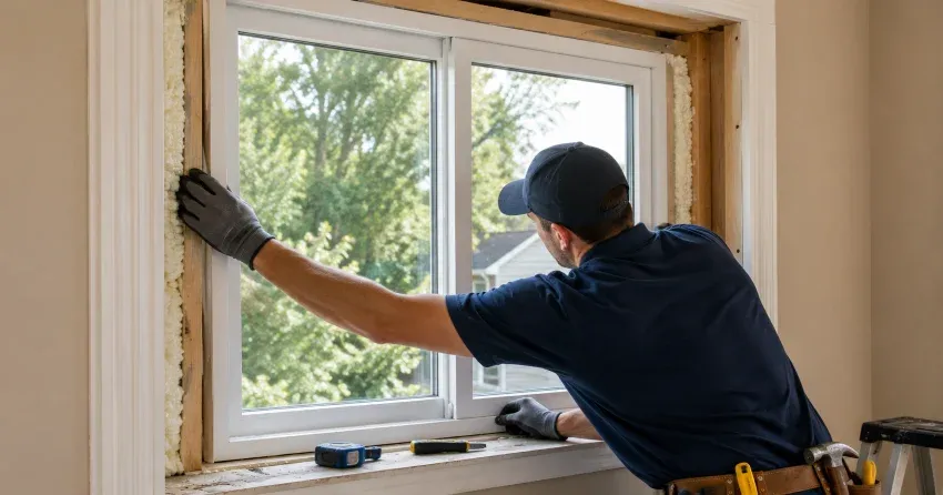 close-up of Low-E glass coating on an insulated window Thamesford