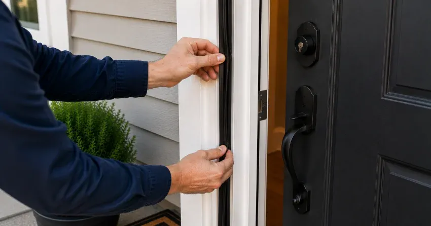 technician performing light test on door seal in Thamesford